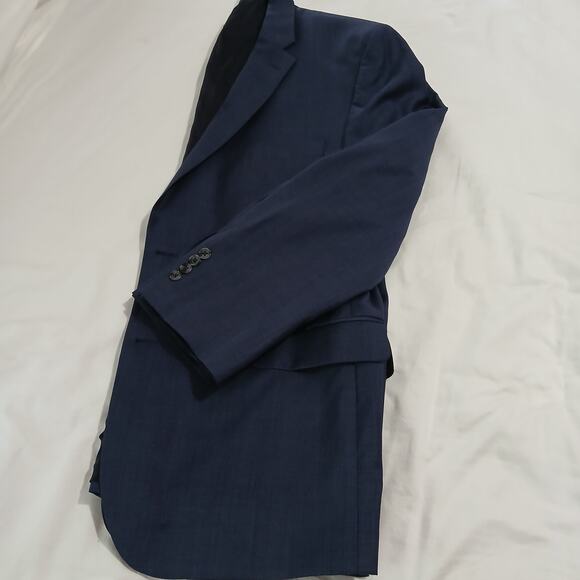 Jos.A.Bank Traveler 48 Long !00% wool tailored fit deep blue Men's blazer lined - Picture 13 of 14